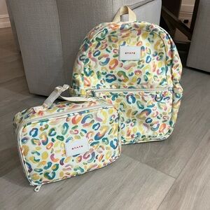 STATE Kane backpack and Rodgers lunchbox in Painterly Animal